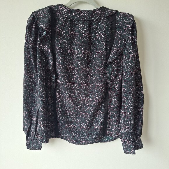 TOPSHOP Lace Inset Floral Ruffle Top - Black - Picture 7 of 9